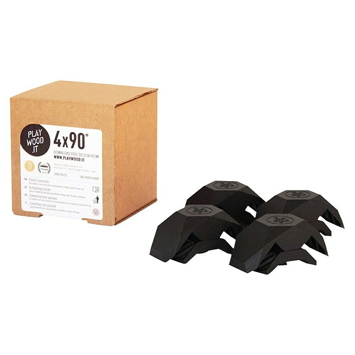 Playwood Sistema de unión (Ángulo: 90 °, Negro profundo, 4 uds.)