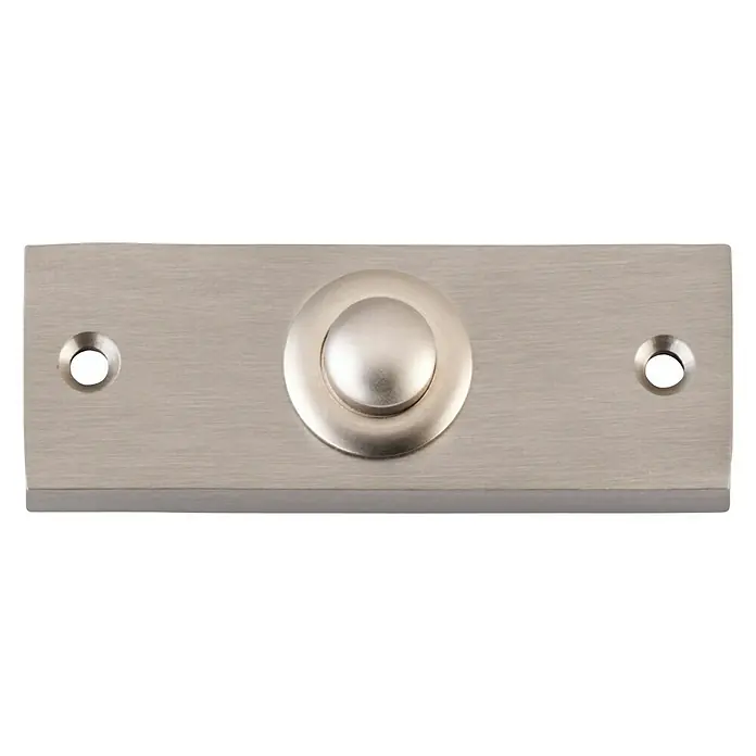Heidemann Klingeltaster Victorian I - Silber, Drahtgebunden, 6 x 75 x 27 mm - Elegante Türklingel aus gebürstetem Nickel. Stilvolles Design für jeden Hauseingang mit einem runden Knopf in der Mitte.
