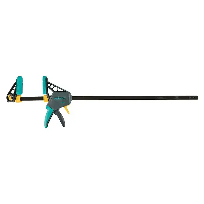 Wolfcraft Tornillo de apriete monomanual EHZ PRO - Anchura de sujeción: 700 mm, Fuerza de tensión: 1.200 N, Apertura máxima: 100 mm - Mordaza de una mano Wolfcraft EHZ Pro 100-600, una herramienta versátil y robusta para diversas tareas de sujeción, ideal para bricolaje.