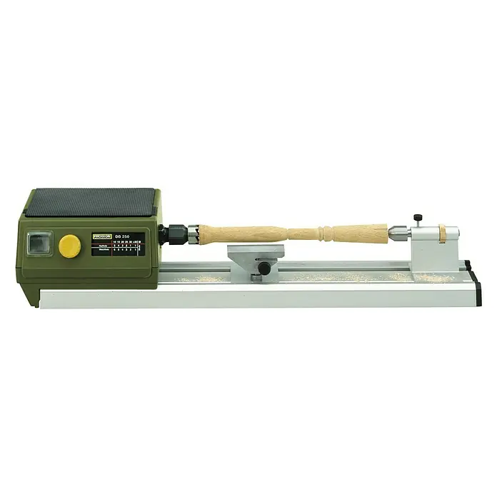 Proxxon Micromot Torno para madera DB 250 - 1.000 r.p.m. - 5.000 r.p.m. - El torno para madera Proxxon DB 250, ideal para torneado de madera preciso con velocidad variable y diseño robusto.