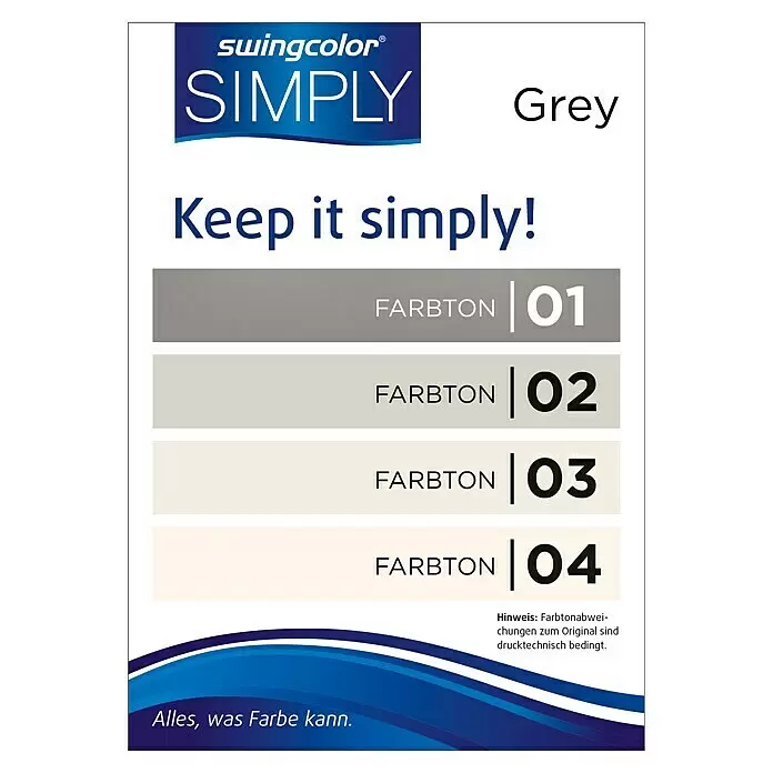 swingcolor Farbtester SIMPLY Wohnraumfarbe - Grau - Nr. 02, Matt, 50 ml - Informationsansicht