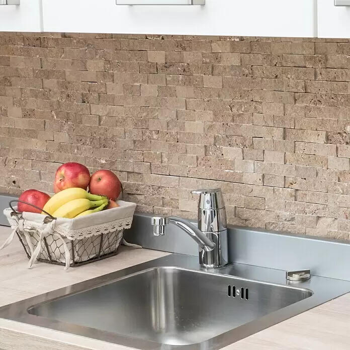 Mosaikfliese Brick Splitflace X3D 44248 - 30,5 x 29 cm, Beige, Matt - Stimmungsaufnahme