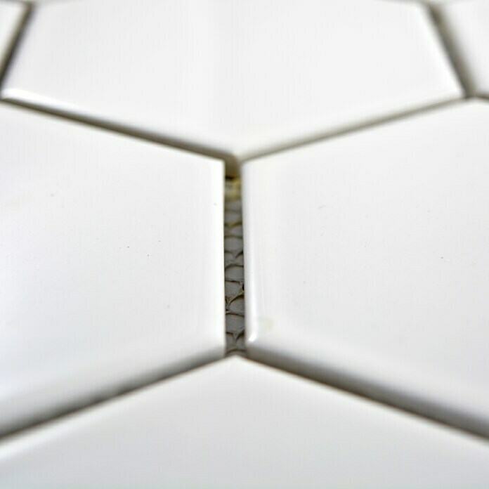 Mosaikfliese Hexagon Uni HX 100 (25,6 x 29,5 cm, Weiß, Glänzend)