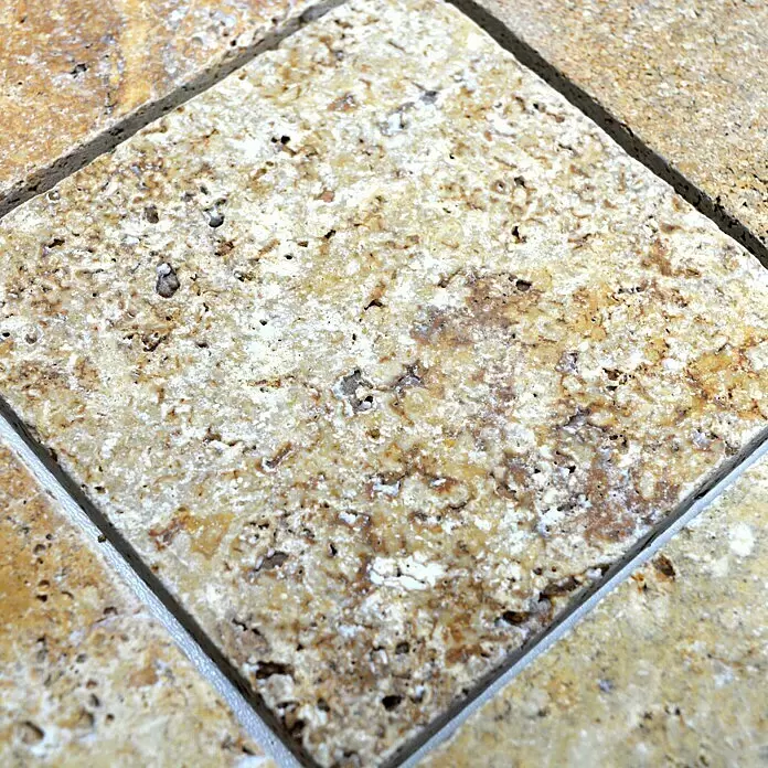 Antikmarmorfliese Travertin Gold - 10 x 10 cm, Gold, Matt - Detailaufnahme