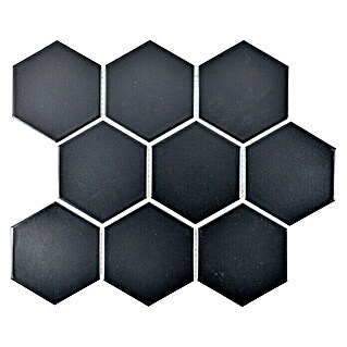 Mozaïektegel zeshoek Uni HX 115 (25,6 x 29,55 cm, Zwart, Mat)