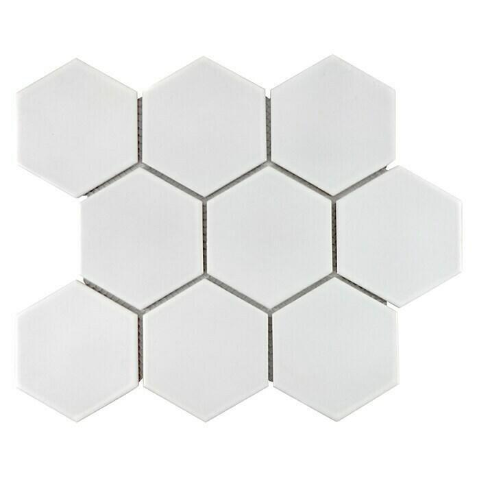 Mozaïektegel Hexagon Uni HX 105 (25,6 x 29,5 cm, Wit, Mat)
