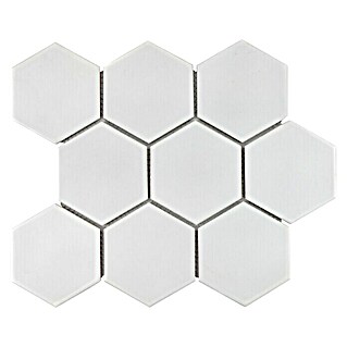 Mosaikfliese Hexagon Uni HX 105 (25,6 x 29,55 cm, Weiß, Matt)