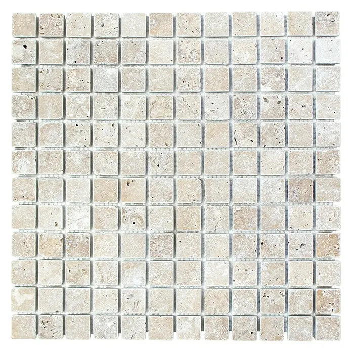 Mosaikfliese Quadrat Noce XNT 44023 - 30,5 x 30,5 cm, Beige/Braun, Matt - Hier ist ein quadratisches Mosaikfliesenmuster in Beige, perfekt für die Gestaltung von Innenräumen.