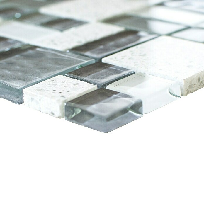 Mosaikfliese Crystal Mix XCM K990 (29,8 x 29,8 cm, Weiß/Grau, Glänzend)