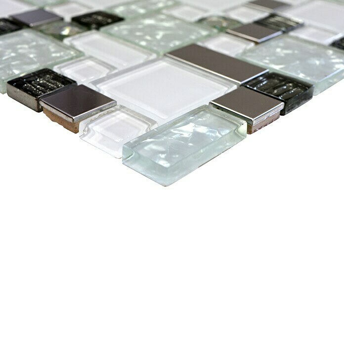 Mosaikfliese Crystal Mix XCM MC699 (30 x 30 cm, Weiß/Grau, Glänzend)
