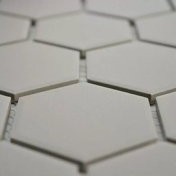 Mosaikfliese Hexagon Uni CU HX127 - 32,5 x 28,1 cm, Grau, Matt - Detailaufnahme