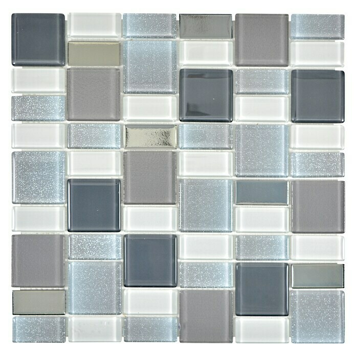 Mosaikfliese DAZZLE 16F (30 x 30 cm, Grau, Glänzend)