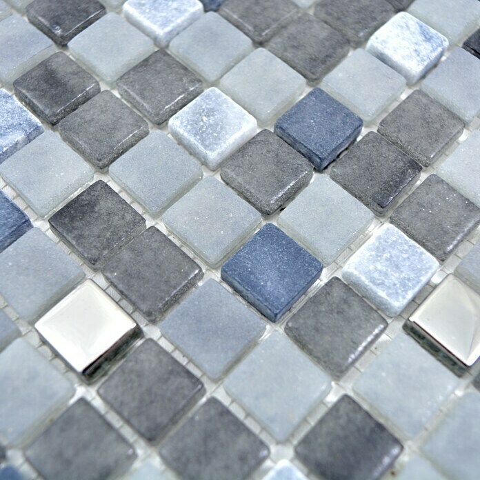 Mosaikfliese Quadrat Crystal Mix LOPE 34AN (30 x 30 cm, Schwarz, Glänzend)