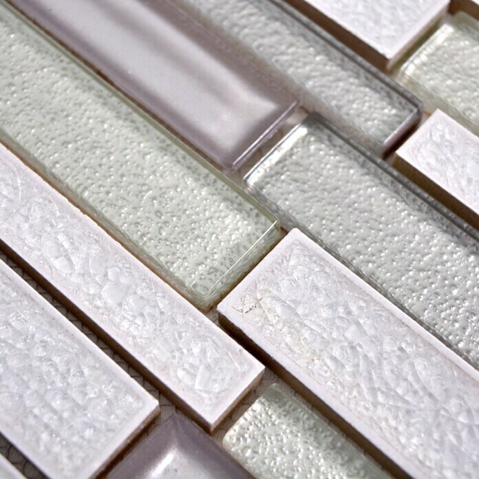 Mosaikfliese Verbund Crystal Mix ICE MV31 (30 x 30 cm, Weiß, Glänzend)