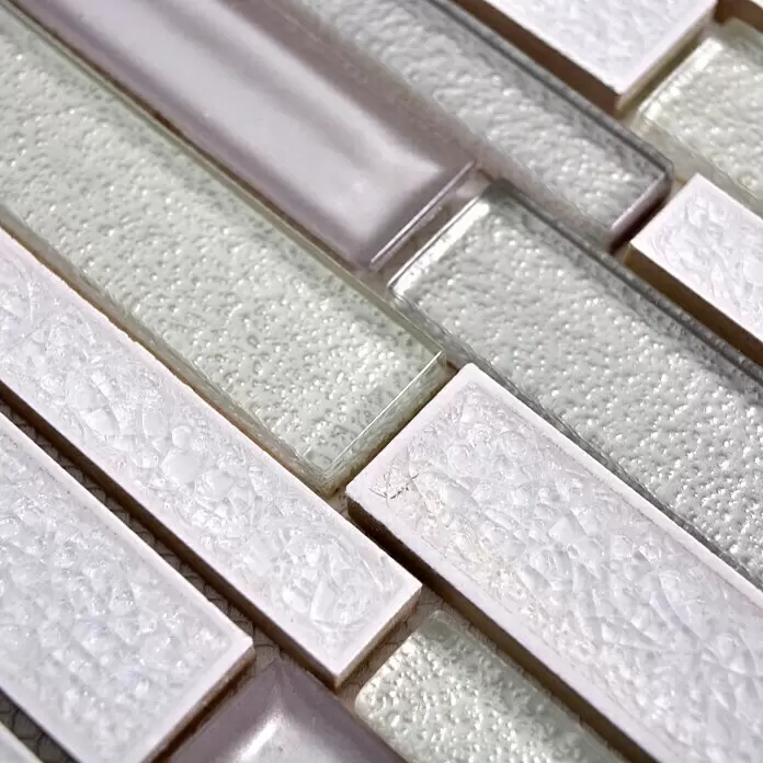 Mosaikfliese Verbund Crystal Mix ICE MV31 - 30 x 30 cm, Weiß, Glänzend - Detailaufnahme