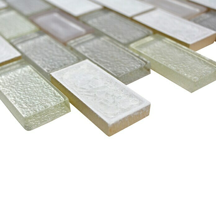 Mosaikfliese Crystal Mix ICE BR11 (30 x 30 cm, Weiß, Glänzend)