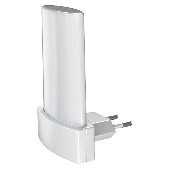 Osram LED-Nachtlicht Lunetta Shine - 0,28 W, Weiß, L x B x H: 6 x 6 x 9 cm, Warmweiß - Bild einer weißen LED-Nachtlampe mit Stecker, ideal für Kinderzimmer oder Flure, die sanftes Licht spendet.