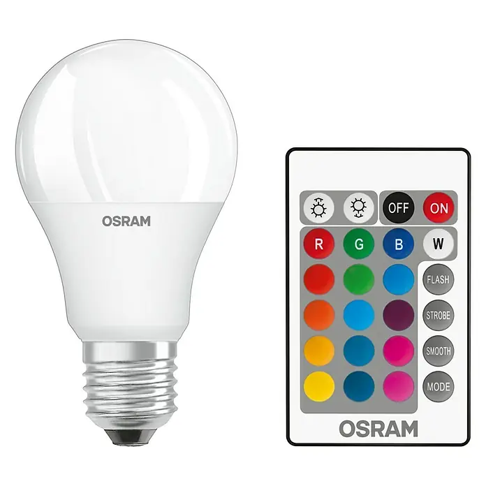 Osram Retrofit LED-Lampe Vintage Glühlampenform E27 - E27, Dimmbar, RGBW, 806 lm, 9 W - Osram LED-Lampe mit Farbwechsel und Fernbedienung. Smarte Beleuchtung für individuelles Ambiente mit verschiedenen Farben und Modi.
