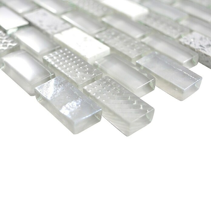 Mozaïektegel Brick Crystal Mix XCM B142 (30 x 28,5 cm, Grijs, Glanzend)