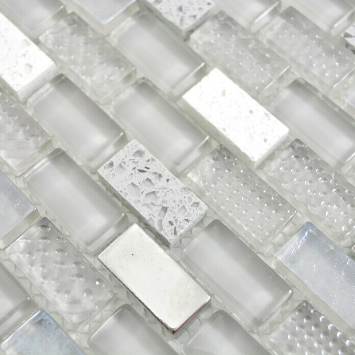 Mozaïektegel Brick Crystal Mix XCM B142 (30 x 28,5 cm, Grijs, Glanzend)