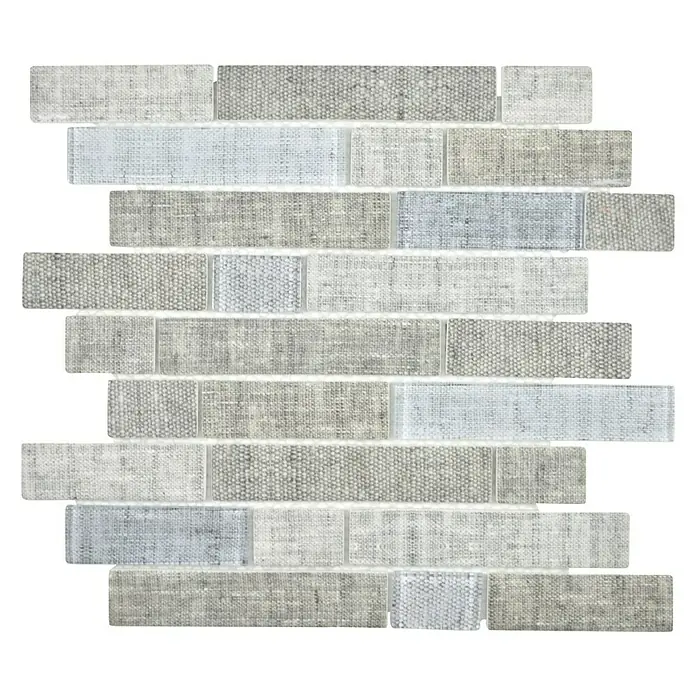 Mosaikfliese Brick Crystal Mix XCM BRV97 - 30 x 30 cm, Grau, Matt - Mosaikfliese mit Textur. Graue und weiße Textil-Mosaikfliese für Wandverkleidungen. Die Fliese verleiht jedem Raum eine elegante Note.