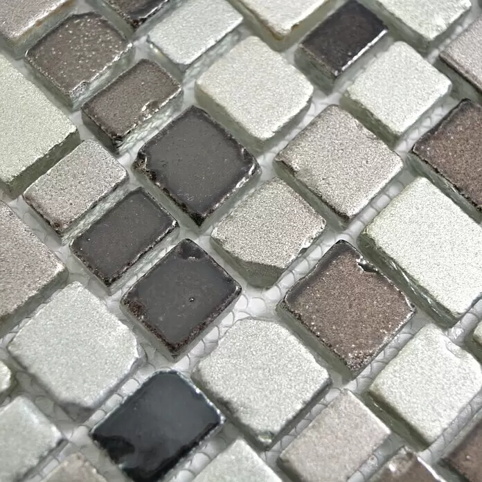 Mosaikfliese Crystaledge XCM GME 59 - 31,7 x 31,1 cm, Braun/Grau, Matt - Detailaufnahme
