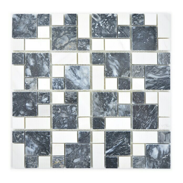 Mosaikfliese Mix XNM MC729 (30,5 x 30,5 cm, Schwarz/Weiß, Glänzend)