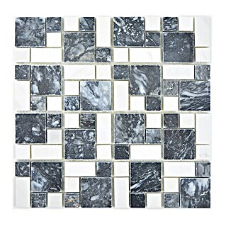 Mosaikfliese Mix XNM MC729 (30,5 x 30,5 cm, Schwarz/Weiß, Glänzend)
