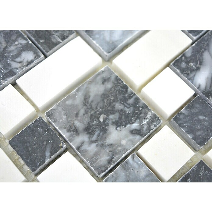 Mozaïektegel Mix XNM MC729 (30,5 x 30,5 cm, Zwart/Wit, Glanzend)