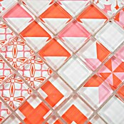 Mosaikfliese Quadrat Crystal XCM 8OP37 (30 x 30 cm, Weiß/Rot, Glänzend)