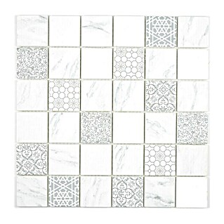 Mosaikfliese Quadrat Mix EMILY 61 (30 x 30 cm, Weiß/Grau, Matt)