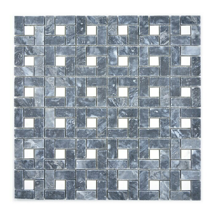 Mosaikfliese Mix XNM BS19 (30,5 x 30,5 cm, Schwarz/Weiß, Glänzend