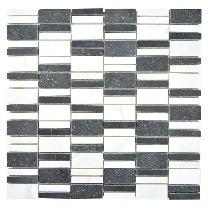Mosaikfliese Rechteck XNM BC429 (30 x 30 cm, Schwarz/Weiß, Glänzend)