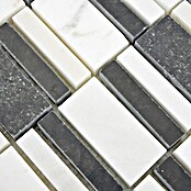 Mosaikfliese Rechteck XNM BC429 (30 x 30 cm, Schwarz/Weiß, Glänzend)