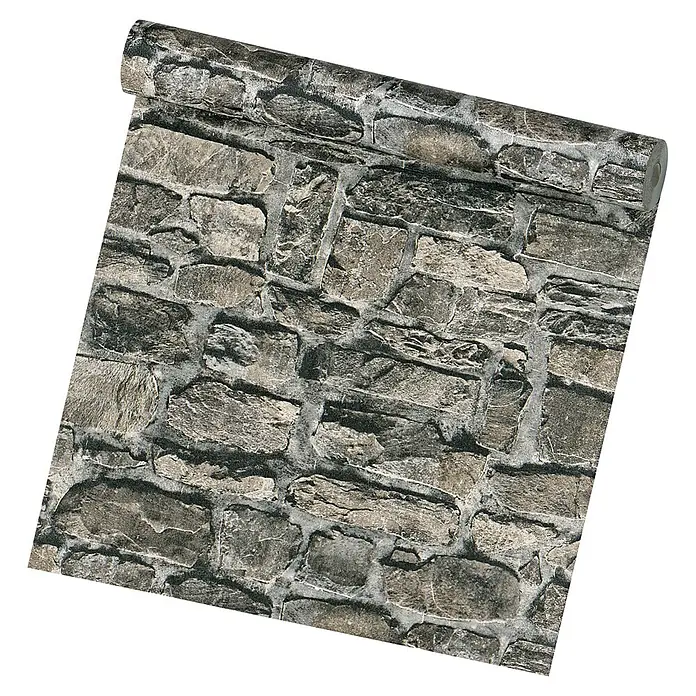A.S. Création Il Decoro Vliestapete Steine - Anthrazit, Steinoptik, 10,05 x 0,53 m - Diagonale Ansicht