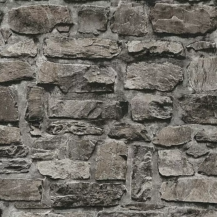 A.S. Création Il Decoro Vliestapete Steine - Anthrazit, Steinoptik, 10,05 x 0,53 m - Detailaufnahme