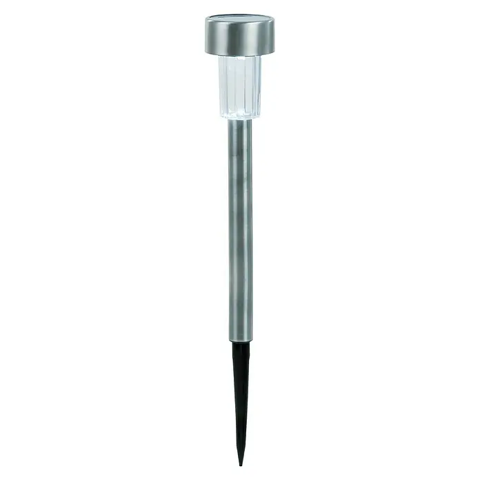Starlux Estaca solar - 0,06 W, Plata, IP44, 4 lm - Lámpara solar para jardín. La lámpara es de acero inoxidable y tiene una estaca de tierra. Brilla en la oscuridad, fácil de instalar.
