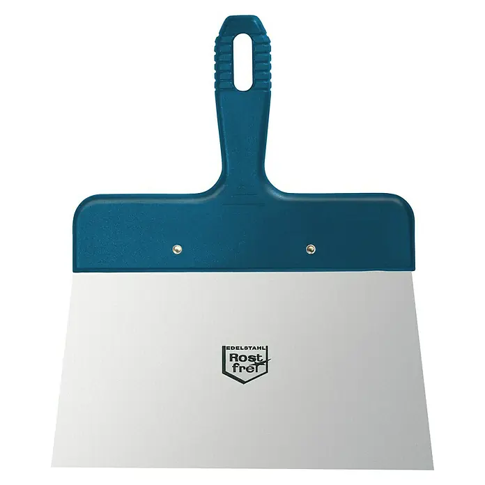 Espátula para acabados 91022010 - Ancho de hoja: 200 mm, Material empuñadura: Plástico - Espátula de acero inoxidable con mango azul para aplicaciones versátiles. Resistente a la corrosión y duradera para resultados pro.
