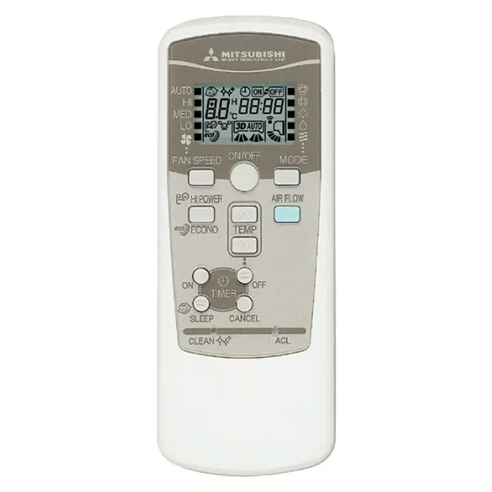 Mitsubishi Aire acondicionado Inverter DXK-Z6-W 09 - 3.000 W, 2.800 W, 20 m², Blanco - Control remoto de aire acondicionado Mitsubishi con múltiples funciones y pantalla LCD para un manejo cómodo.