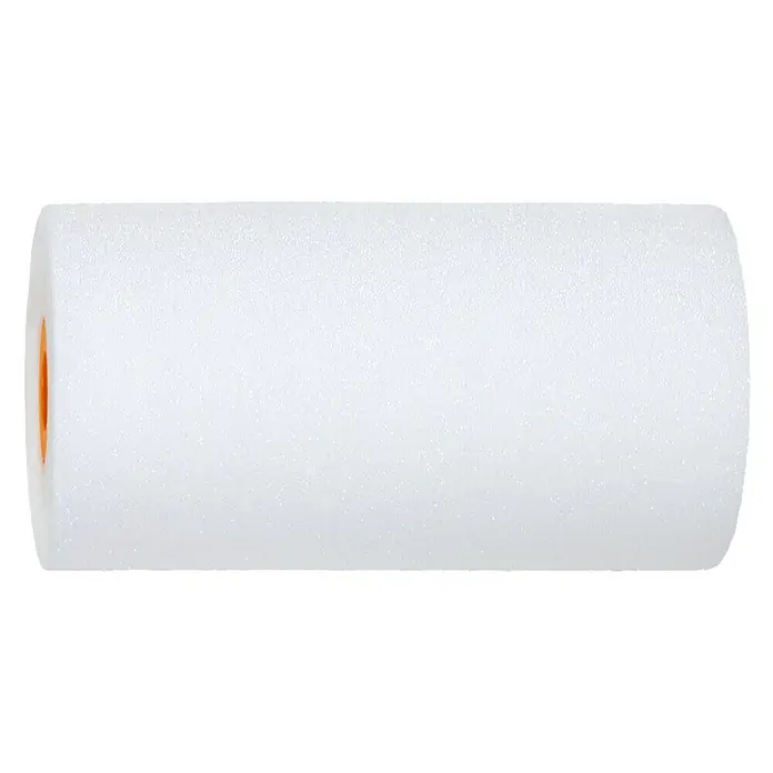 Recambio de rodillos Super fino - Ancho: 5 cm, Diámetro: 1,7 cm - Primer plano de un rodillo de espuma nuevo, que se utiliza normalmente para aplicar pintura a superficies lisas y para crear un acabado liso.