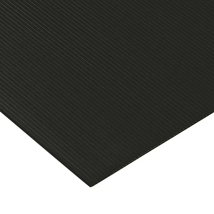 Vetronova Placa alveolar - 200 cm x 100 cm x 2,5 mm, Negro - Alfombra de goma negra acanalada para pisos, que proporciona resistencia al deslizamiento y protección en diversos entornos.