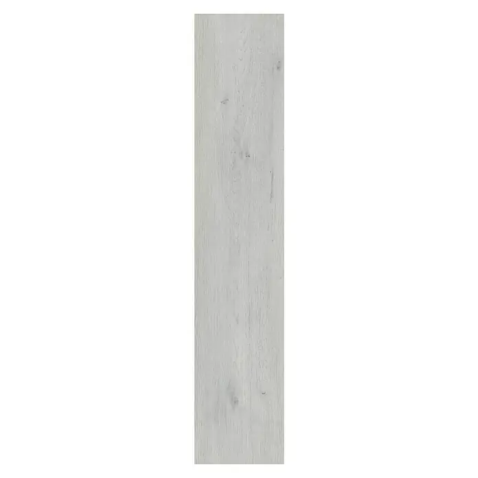 b!design Vinylboden Isocore Inside - Chamonix, Landhausdiele, 1.510 x 300 x 7 mm - Nahaufnahme einer einzelnen, länglichen Fliese mit weißem Holzmuster, ideal für moderne Boden- und Wandgestaltungen.