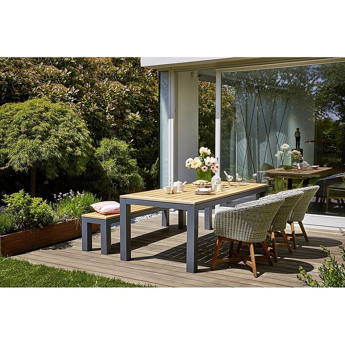Sunfun Gartenbank (L x B x T: 195 x 40 x 45 cm, Naturbraun)