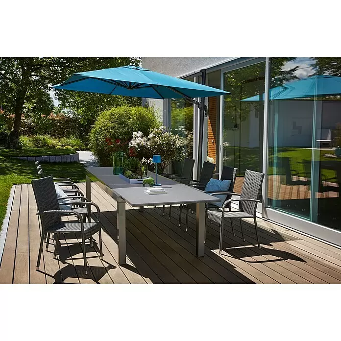 Sunfun Schirmbezug Capri - Petrol, Passend für: Sunfun Ampelschirmgestell Capri 200 x 250 cm - Stimmungsaufnahme