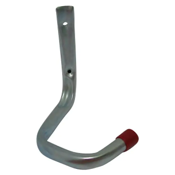 Stabilit Fahrradhaken Nr. 33 TK - L x B x H: 15 x 11 x 15 cm - Metallischer Garagenhaken mit roter Kappe zum Aufhängen von Gegenständen.