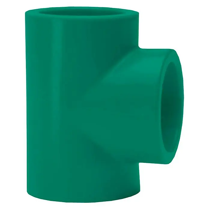 Isoltubex Pieza en T PPR - Polipropileno, DN 63 - Conexión en T de plástico verde, ideal para fontanería y riego. Es robusta y duradera, apta para diversas aplicaciones.