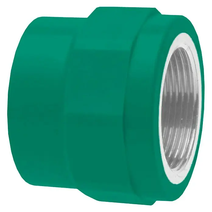 Isoltubex Enlace soldar - roscar PPR H - DN 32, Rosca interior: 1″, Polipropileno - Un accesorio PPR verde con rosca hembra, ideal para instalaciones de fontanería y calefacción. Construcción robusta para conexiones seguras.