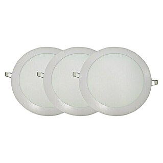 Set de focos LED empotrables redondos (6 W, Ø x Al: 12 x 1 cm, Blanco, 3 ud., Blanco cálido)
