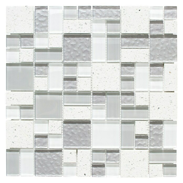 Mosaikfliese Crystal Mix XCM K990 (29,8 x 29,8 cm, Weiß/Grau, Glänzend)