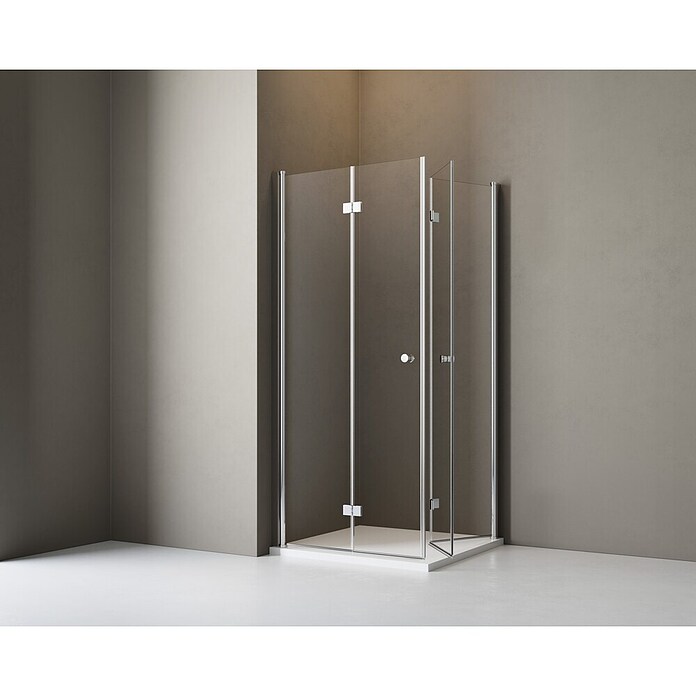 Corniche Eckdusche Light Bifold (80 x 80 x 190 cm, Stärke: 5 mm, Silber)